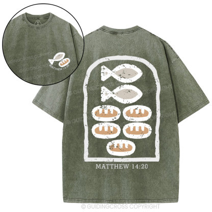 Five Loaves and Two Fishes Christian Washed T-Shirt