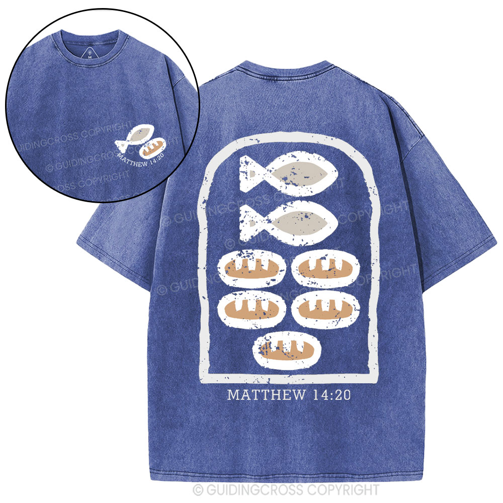 Five Loaves and Two Fishes Christian Washed T-Shirt