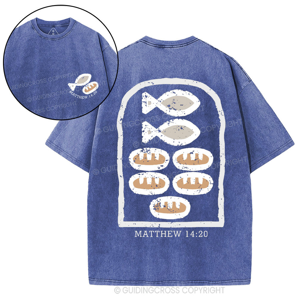 Five Loaves and Two Fishes Christian Washed T-Shirt