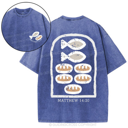 Five Loaves and Two Fishes Christian Washed T-Shirt
