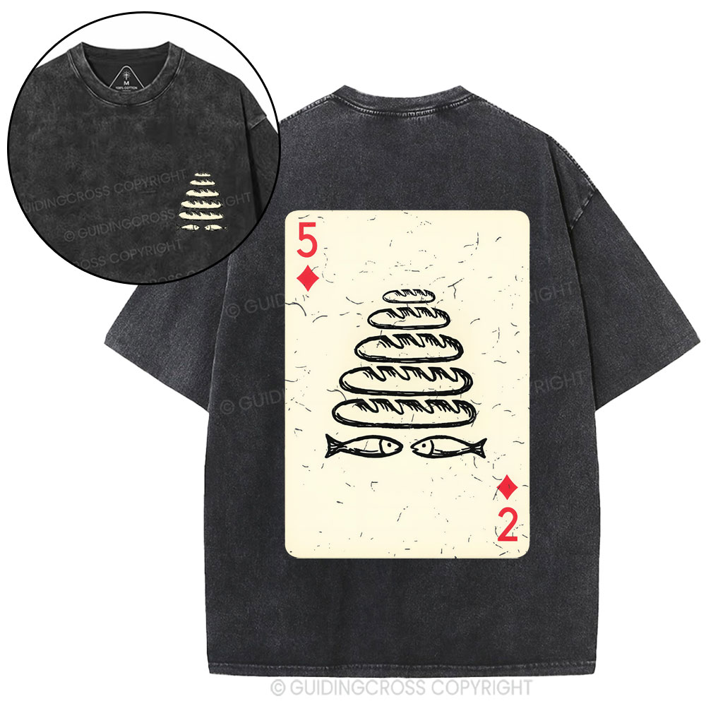 Five Loaves of Bread & Two Fish  Christian Washed T-Shirt