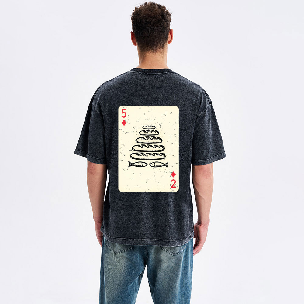 Five Loaves of Bread & Two Fish  Christian Washed T-Shirt