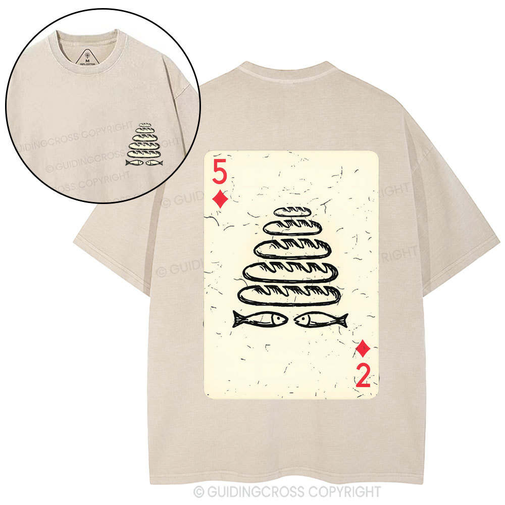 Five Loaves of Bread & Two Fish  Christian Washed T-Shirt
