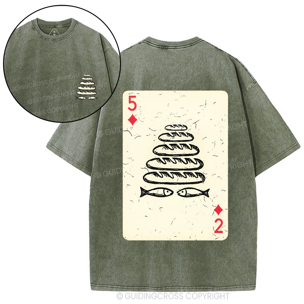 Five Loaves of Bread & Two Fish  Christian Washed T-Shirt