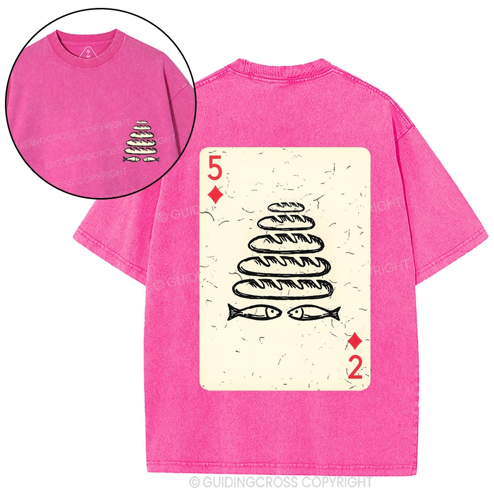 Five Loaves of Bread & Two Fish  Christian Washed T-Shirt