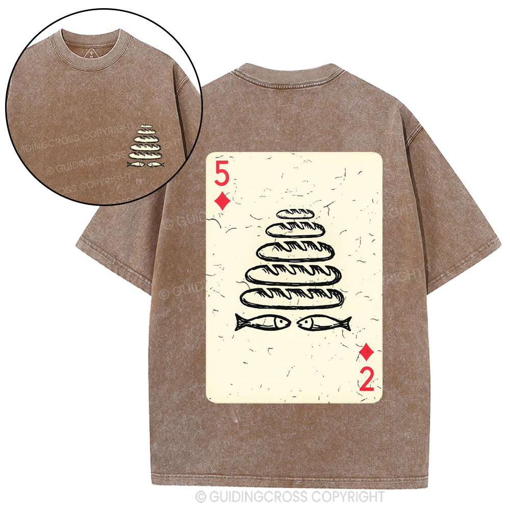 Five Loaves of Bread & Two Fish  Christian Washed T-Shirt