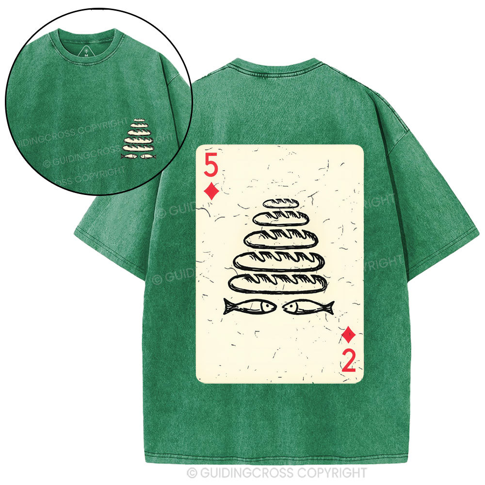 Five Loaves of Bread & Two Fish  Christian Washed T-Shirt