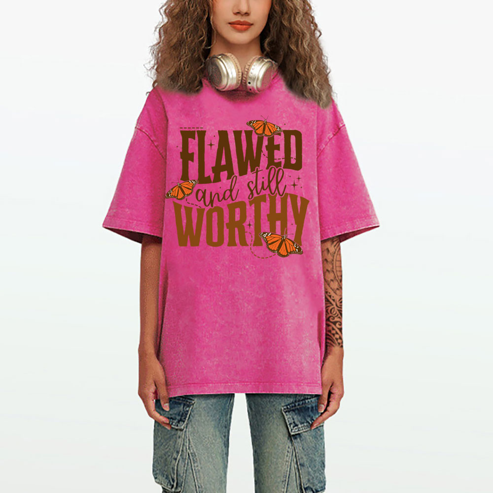 Flawed And Slill Worthy Christian Washed T-Shirt