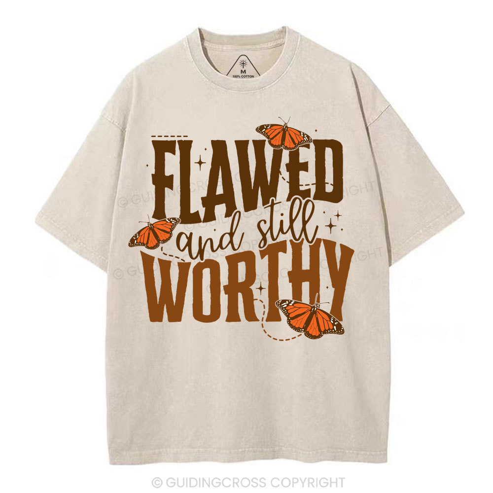 Flawed And Slill Worthy Christian Washed T-Shirt