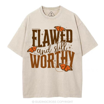 Flawed And Slill Worthy Christian Washed T-Shirt