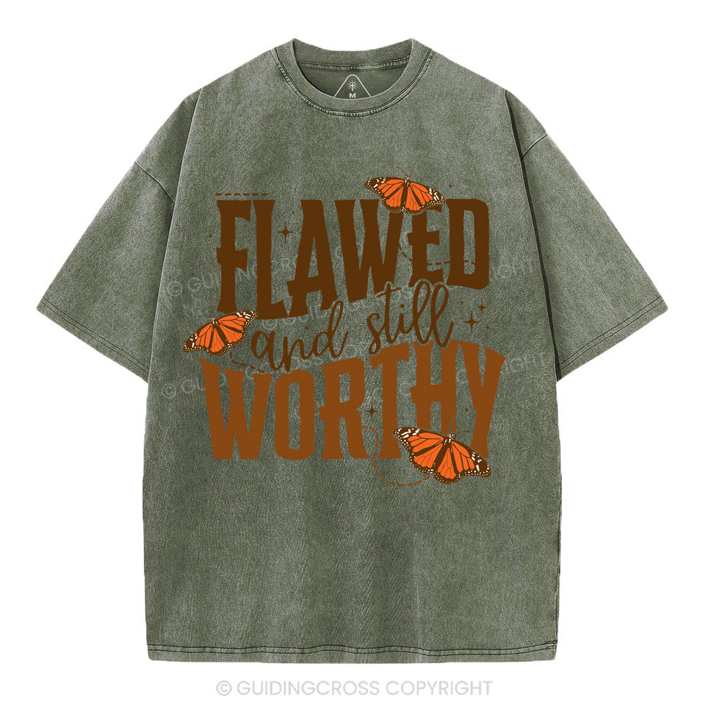 Flawed And Slill Worthy Christian Washed T-Shirt