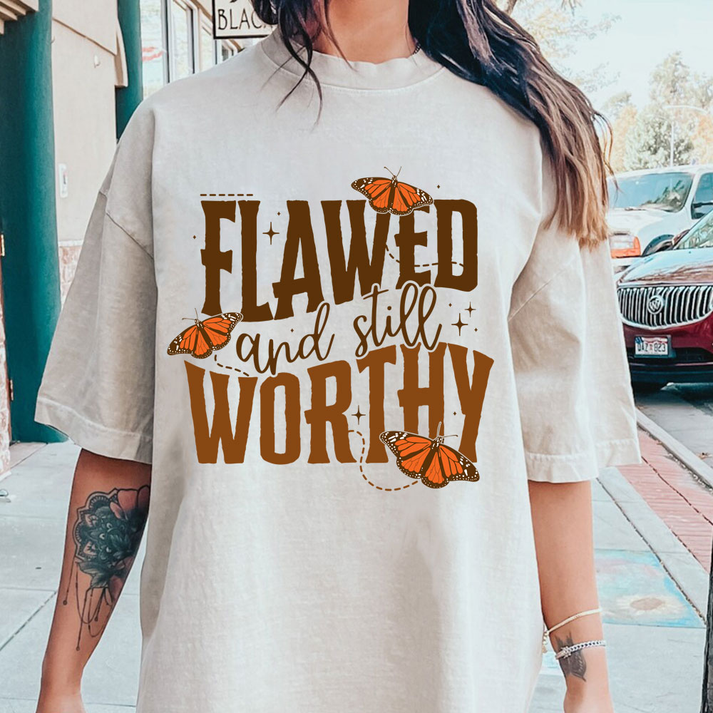 Flawed And Slill Worthy Christian Washed T-Shirt