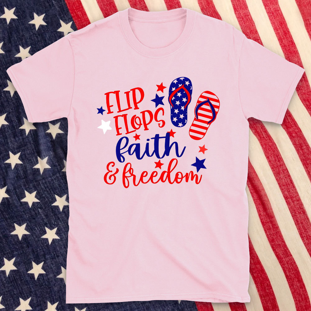 Flip Flops Faith And Freedom Christian Washed T-Shirt