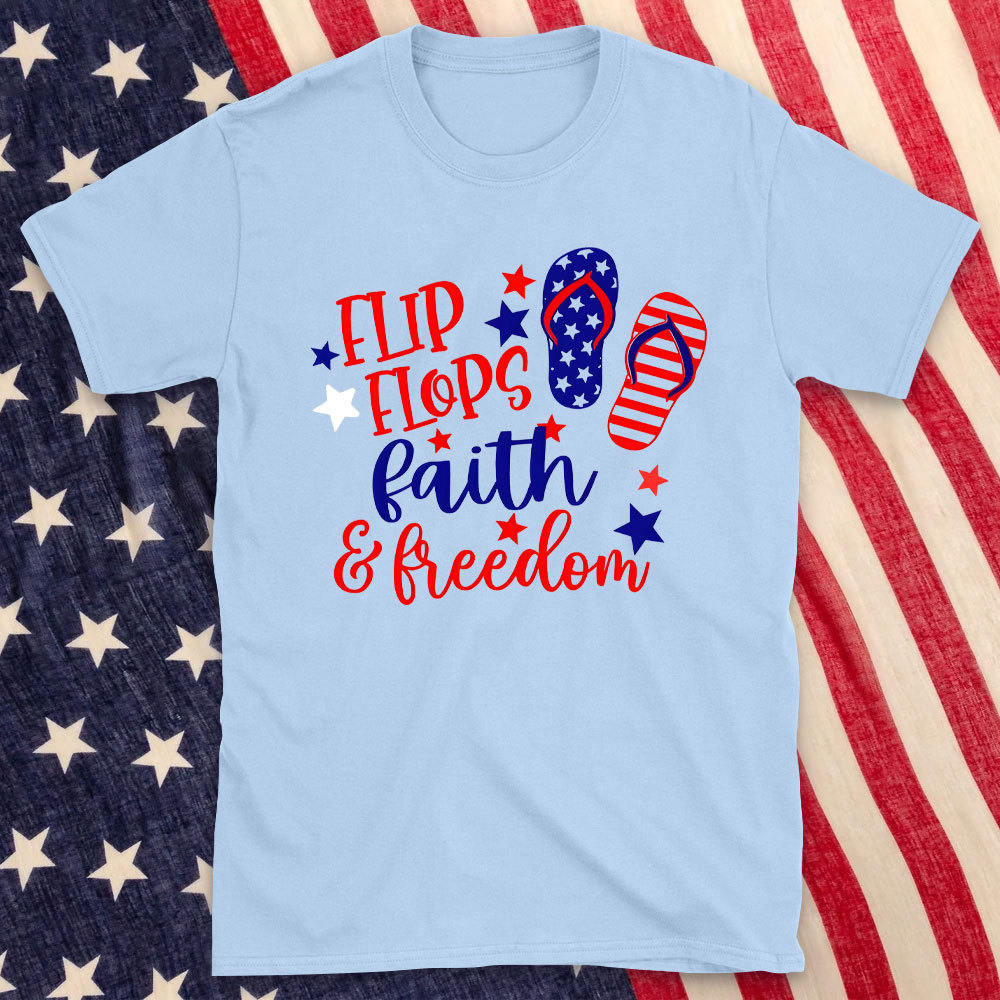 Flip Flops Faith And Freedom Christian Washed T-Shirt