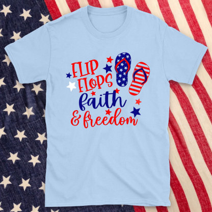 Flip Flops Faith And Freedom Christian Washed T-Shirt