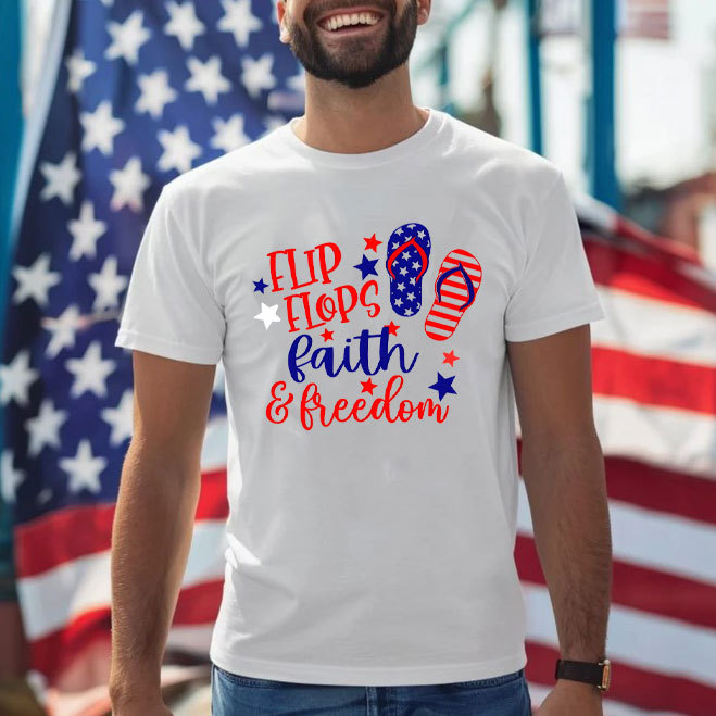 Flip Flops Faith And Freedom Christian Washed T-Shirt