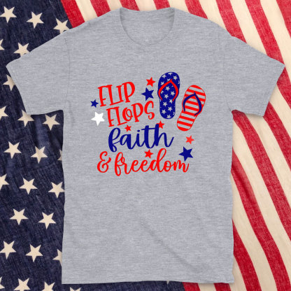 Flip Flops Faith And Freedom Christian Washed T-Shirt