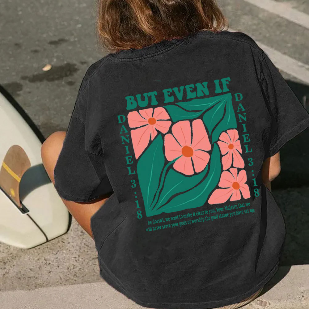 Floral Bible Verse Christian Washed T-Shirt