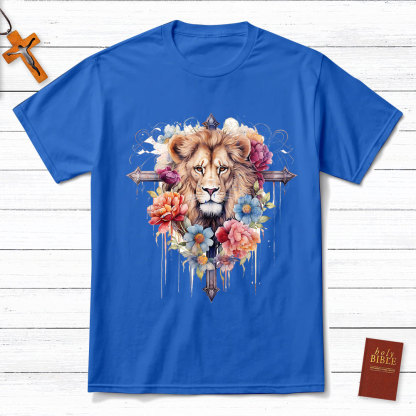 Floral Cross Lion T-Shirt