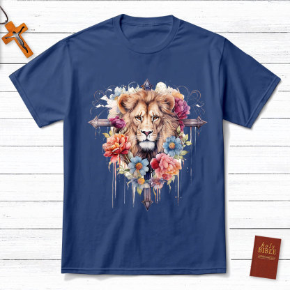 Floral Cross Lion T-Shirt