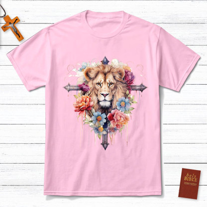 Floral Cross Lion T-Shirt