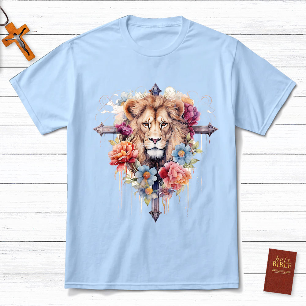 Floral Cross Lion T-Shirt