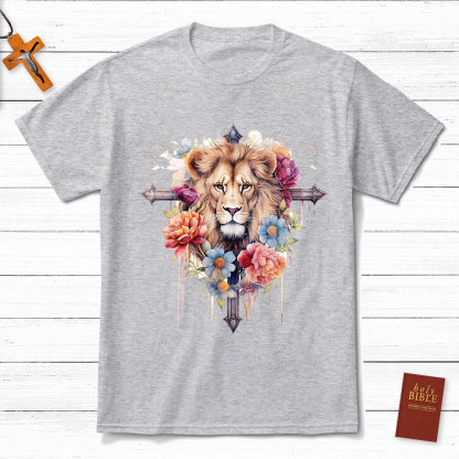 Floral Cross Lion T-Shirt