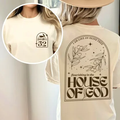 Flourishing In The House Of God Christian Washed T-Shirt