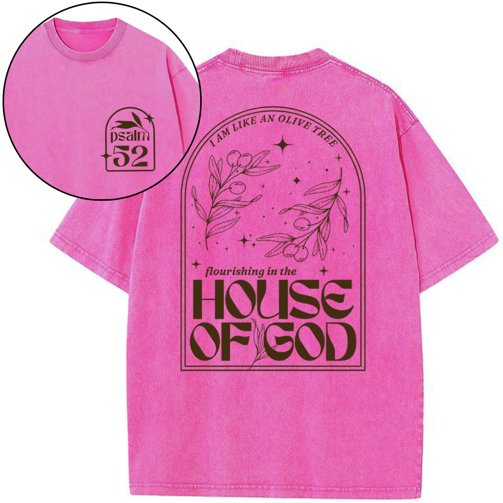 Flourishing In The House Of God Christian Washed T-Shirt