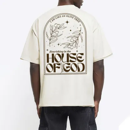 Flourishing In The House Of God Christian Washed T-Shirt