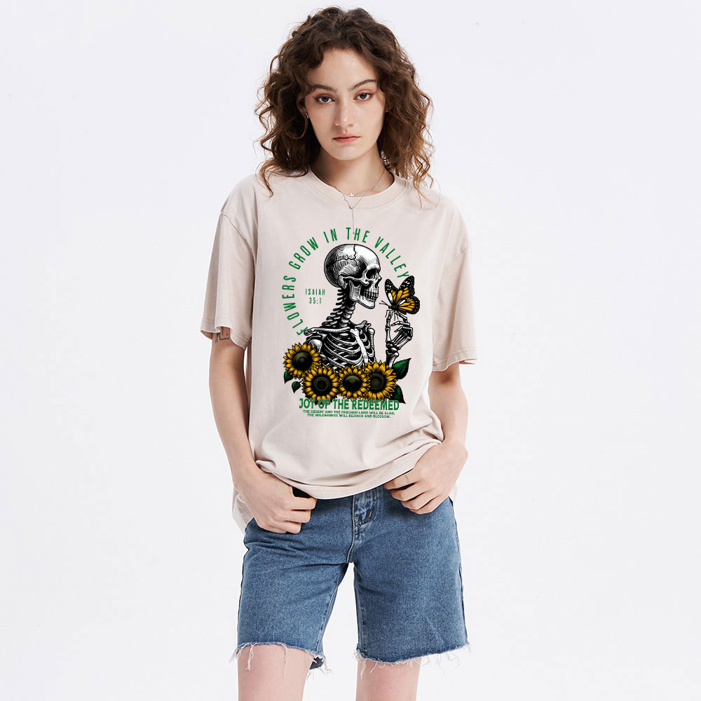 Flowers Grow In The  Valley Christian Washed T-Shirt