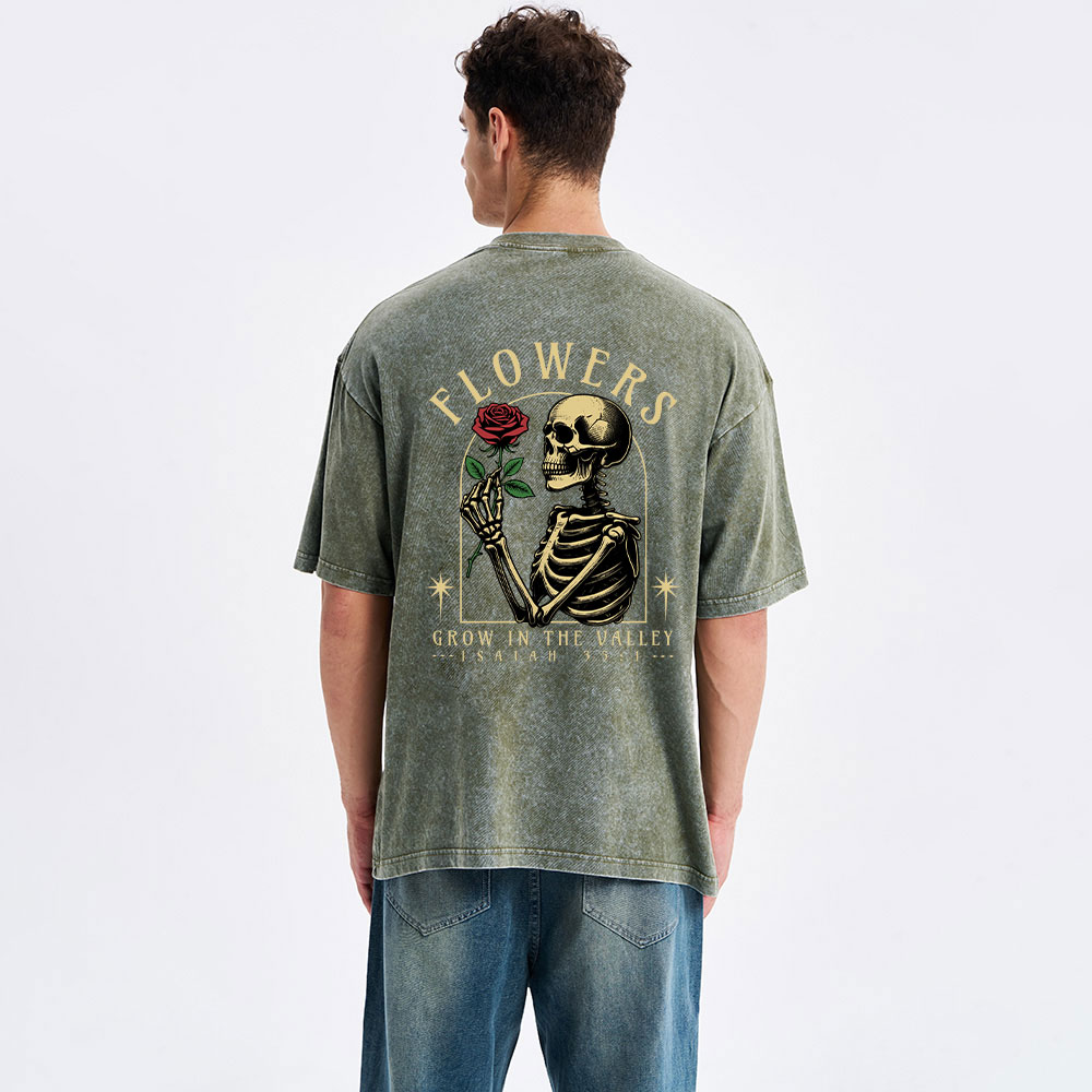 Flowers Grow In The Valley Christian Washed T-Shirt