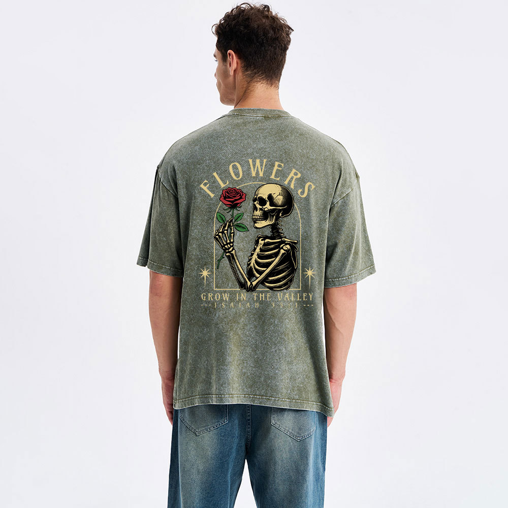 Flowers Grow In The Valley Christian Washed T-Shirt