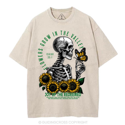Flowers Grow In The  Valley Christian Washed T-Shirt