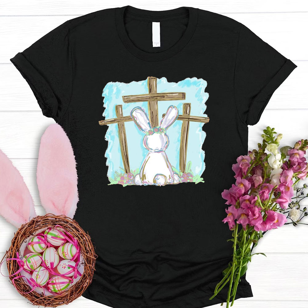 Foil Bunny With Crosses Christian T-Shirt