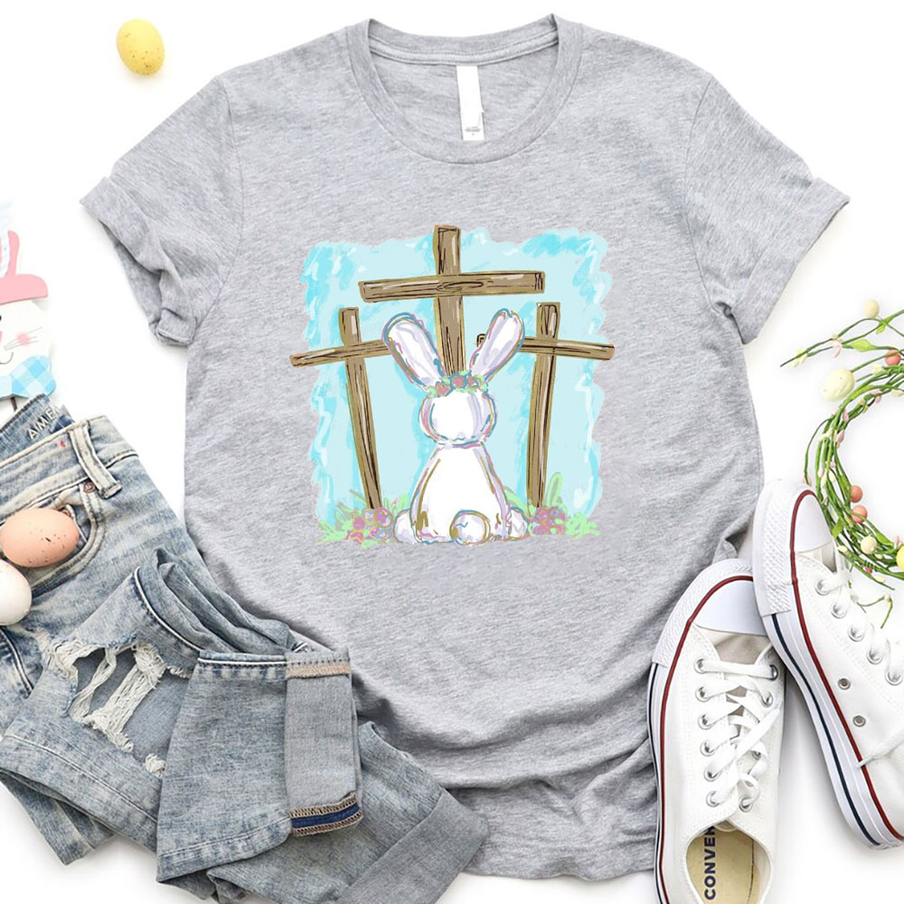 Foil Bunny With Crosses Christian T-Shirt