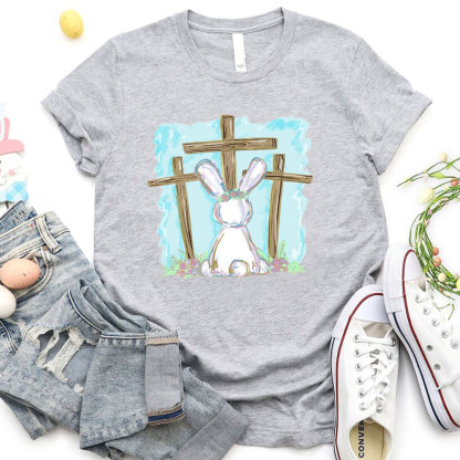 Foil Bunny With Crosses Christian T-Shirt