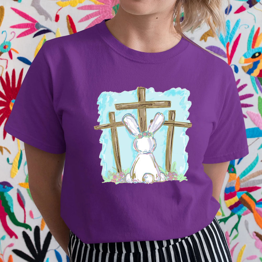 Foil Bunny With Crosses Christian T-Shirt