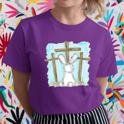 Foil Bunny With Crosses Christian T-Shirt