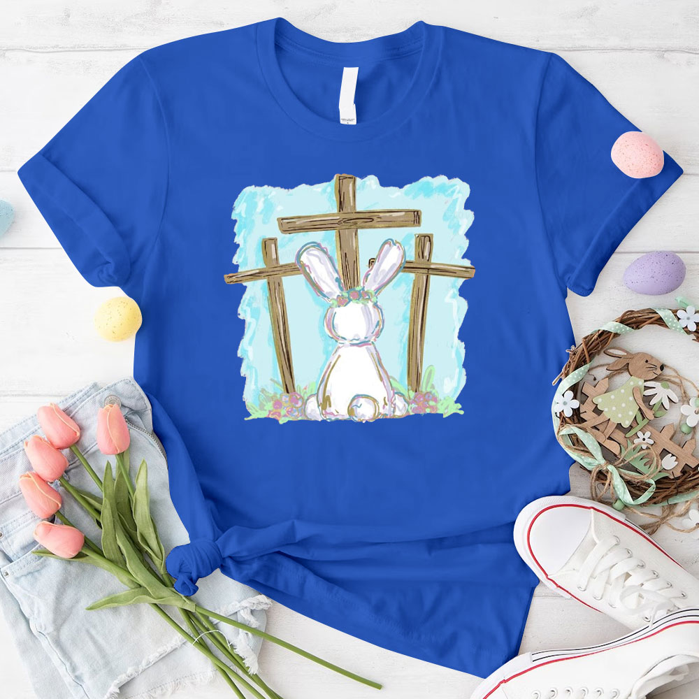 Foil Bunny With Crosses Christian T-Shirt