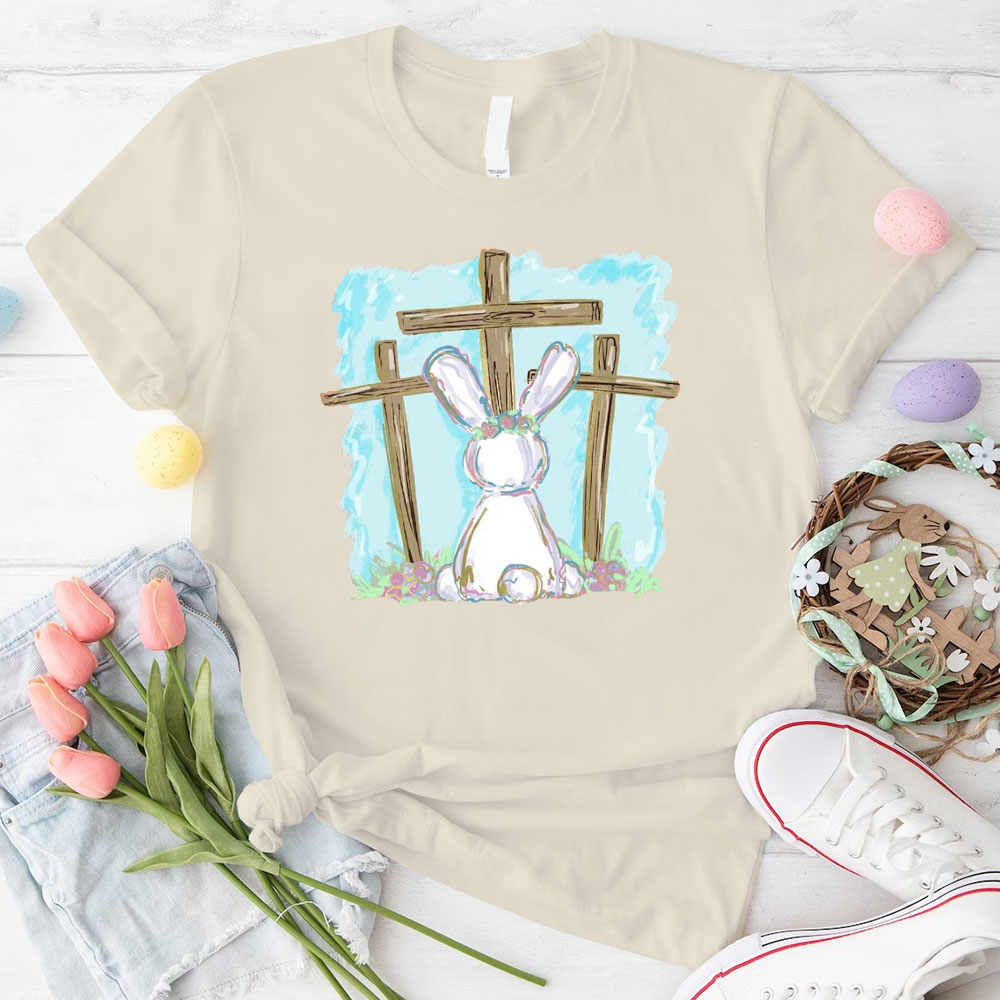 Foil Bunny With Crosses Christian T-Shirt