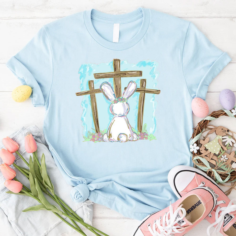 Foil Bunny With Crosses Christian T-Shirt