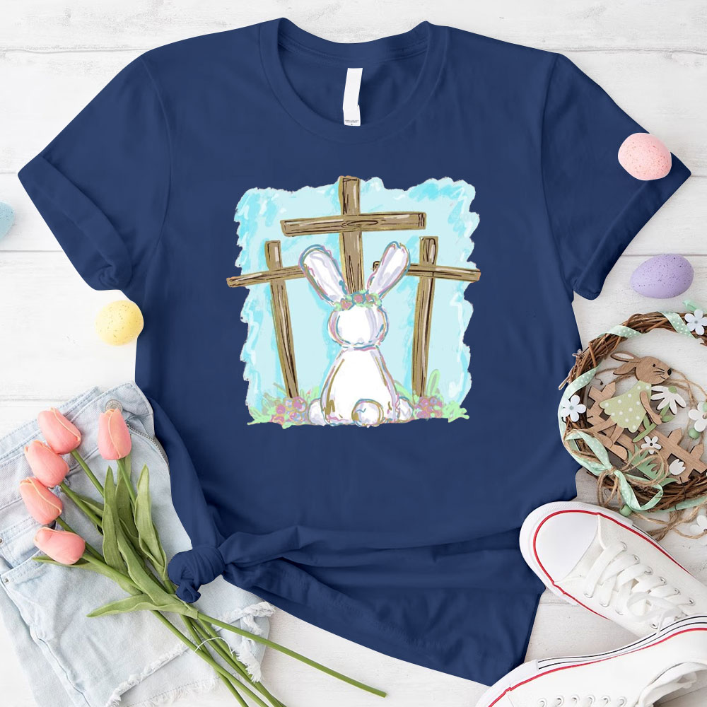 Foil Bunny With Crosses Christian T-Shirt