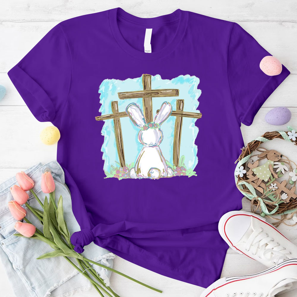 Foil Bunny With Crosses Christian T-Shirt