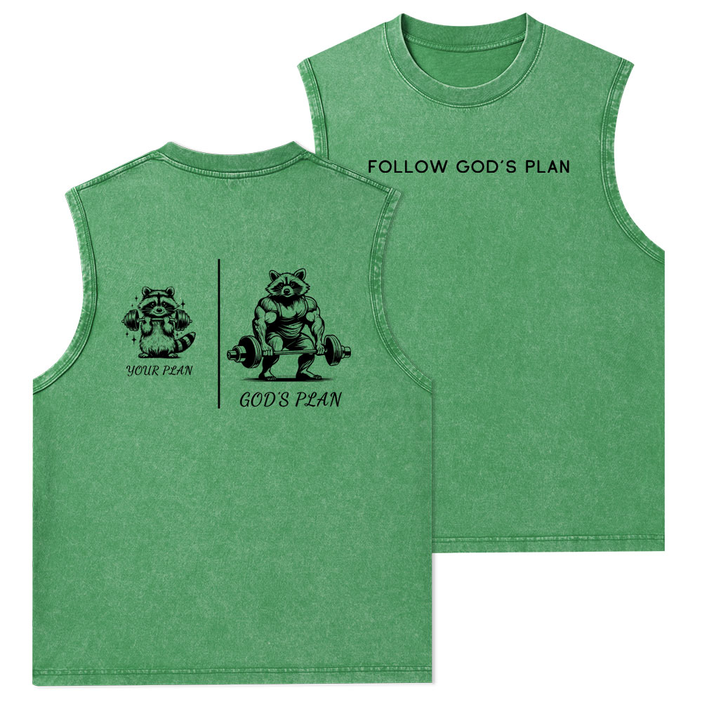 Follow God's Plan Christian Washed Tank Top