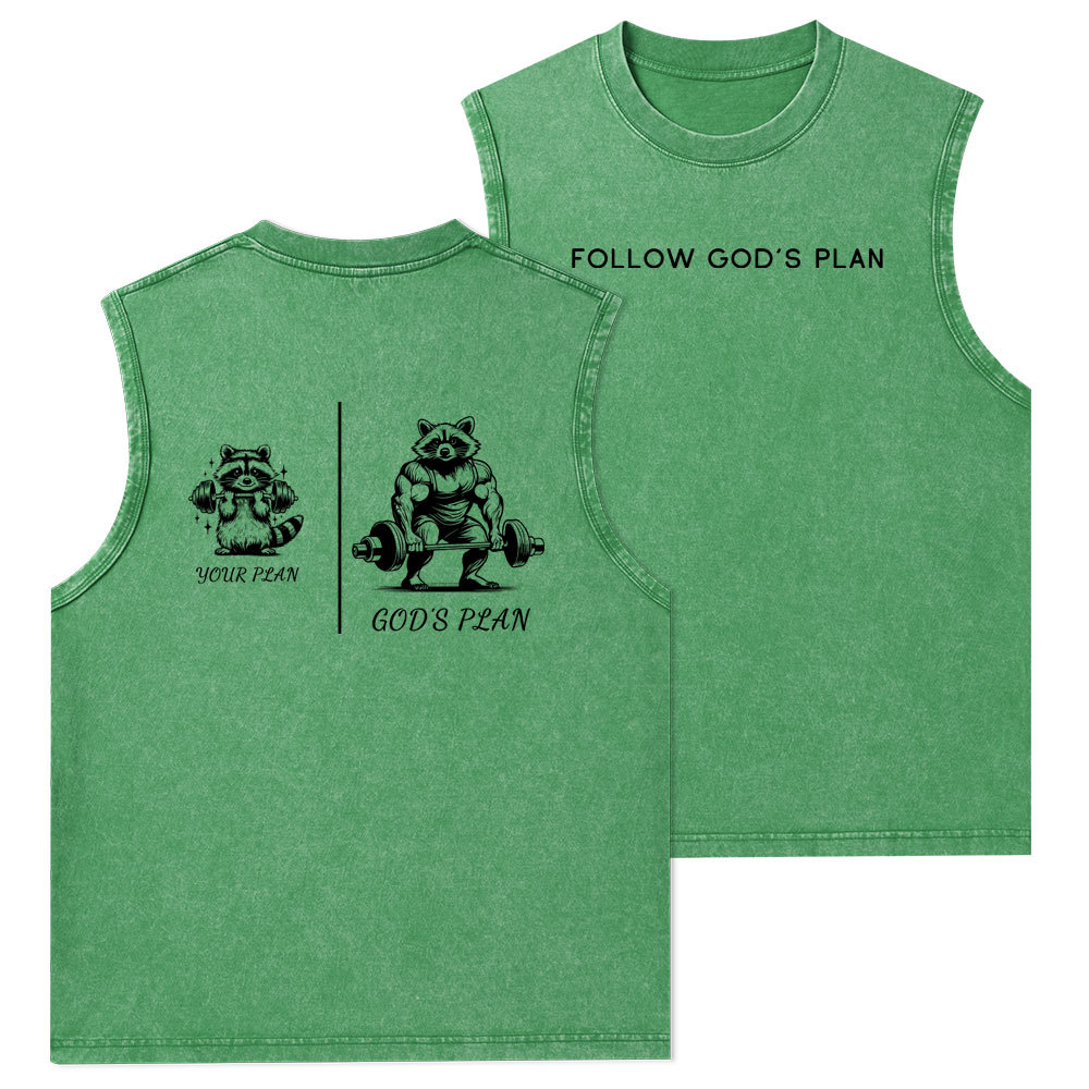 Follow God's Plan Christian Washed Tank Top