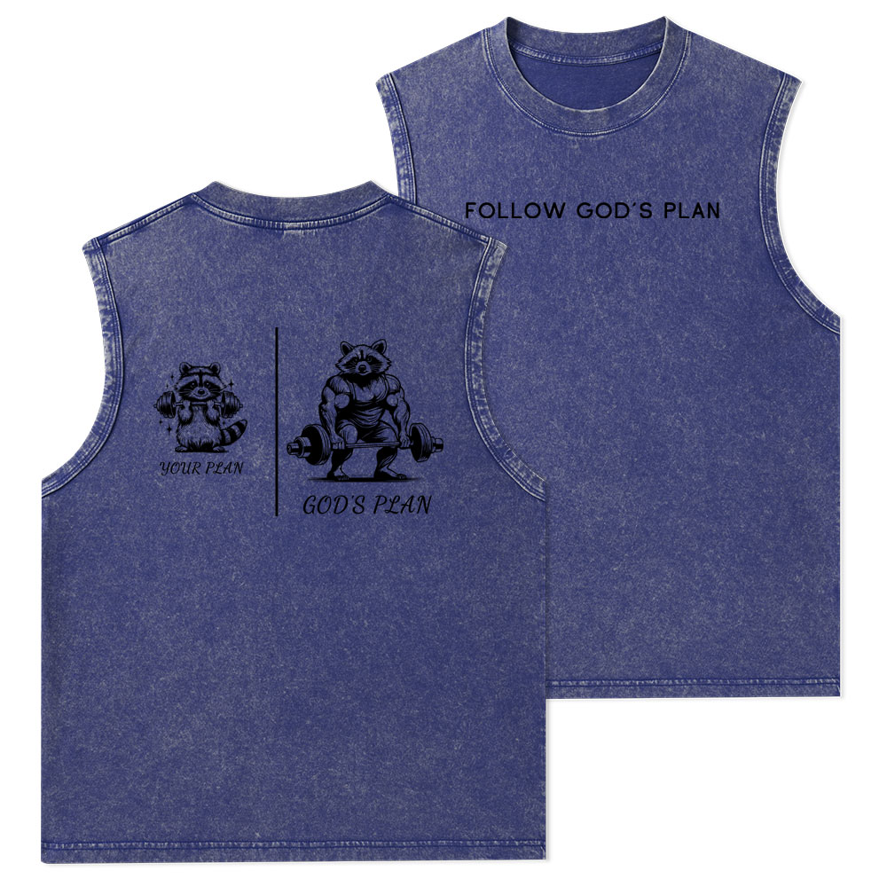 Follow God's Plan Christian Washed Tank Top
