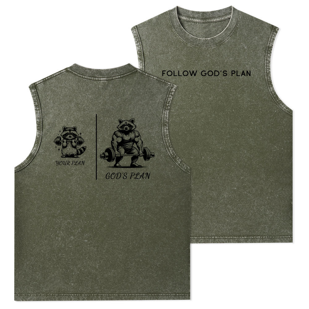 Follow God's Plan Christian Washed Tank Top