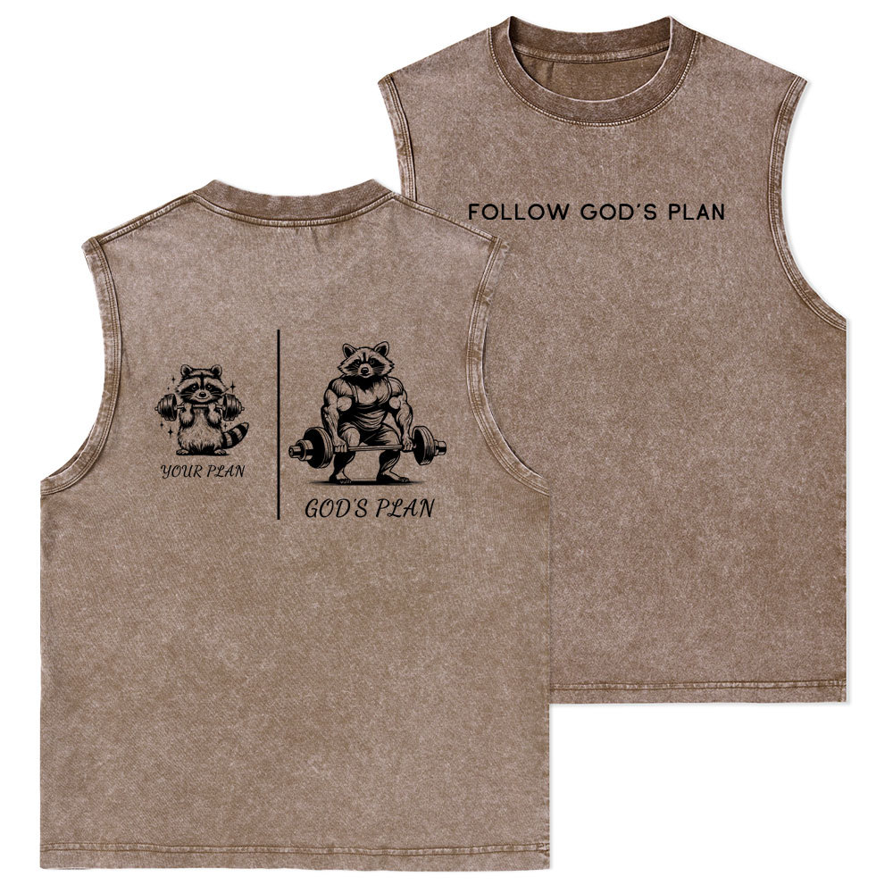 Follow God's Plan Christian Washed Tank Top