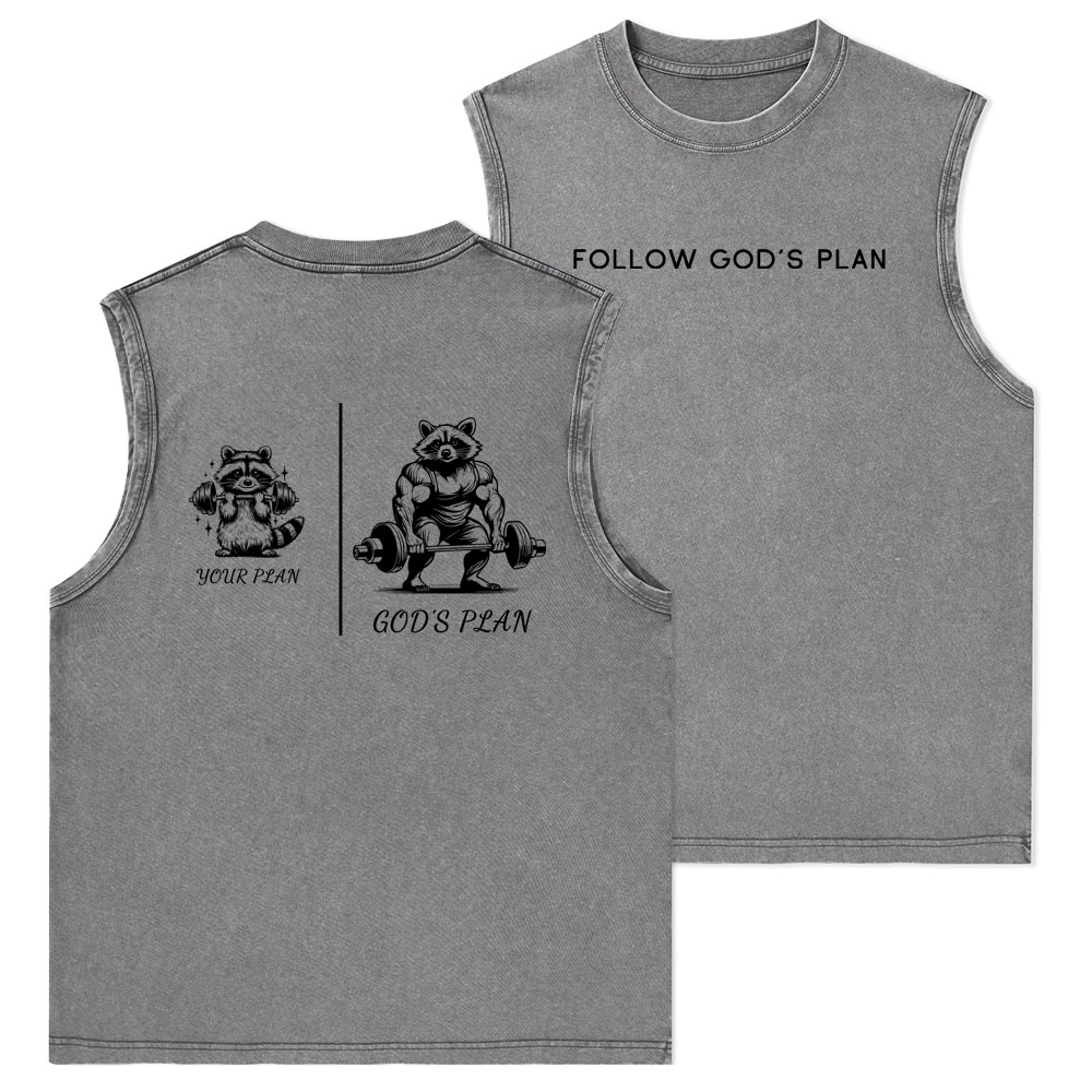 Follow God's Plan Christian Washed Tank Top